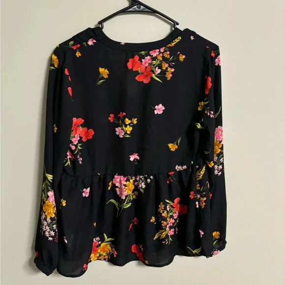 Old Navy Floral Semi Sheer Babydoll V-Neck Blouse Long Sleeve Size Small New - Picture 2 of 7
